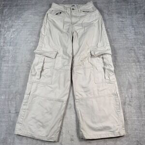 Refuge Cargo Pants Women Small Beige Baggy Wide Leg Utility Streetwear Skater